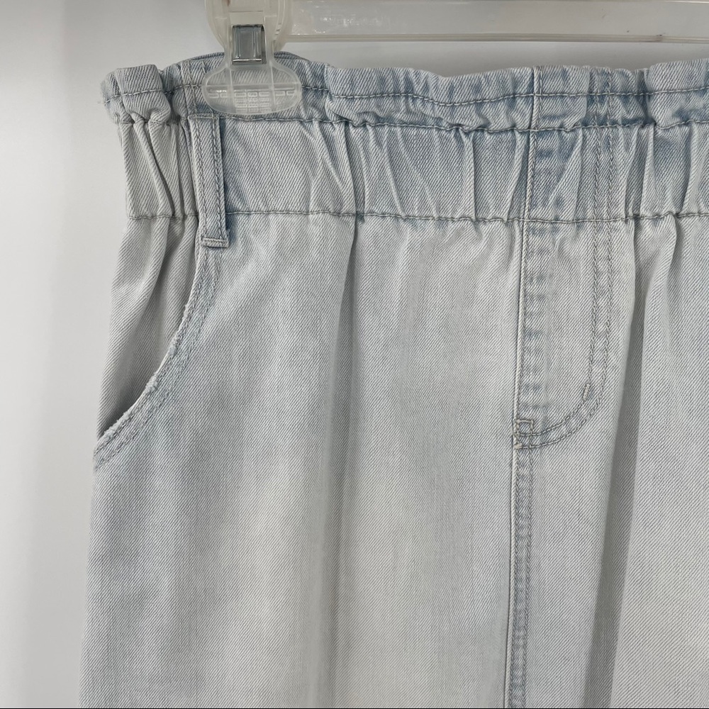 Juniors Light Wash Paper Bag Denim Skirt - Picture 3 of 13